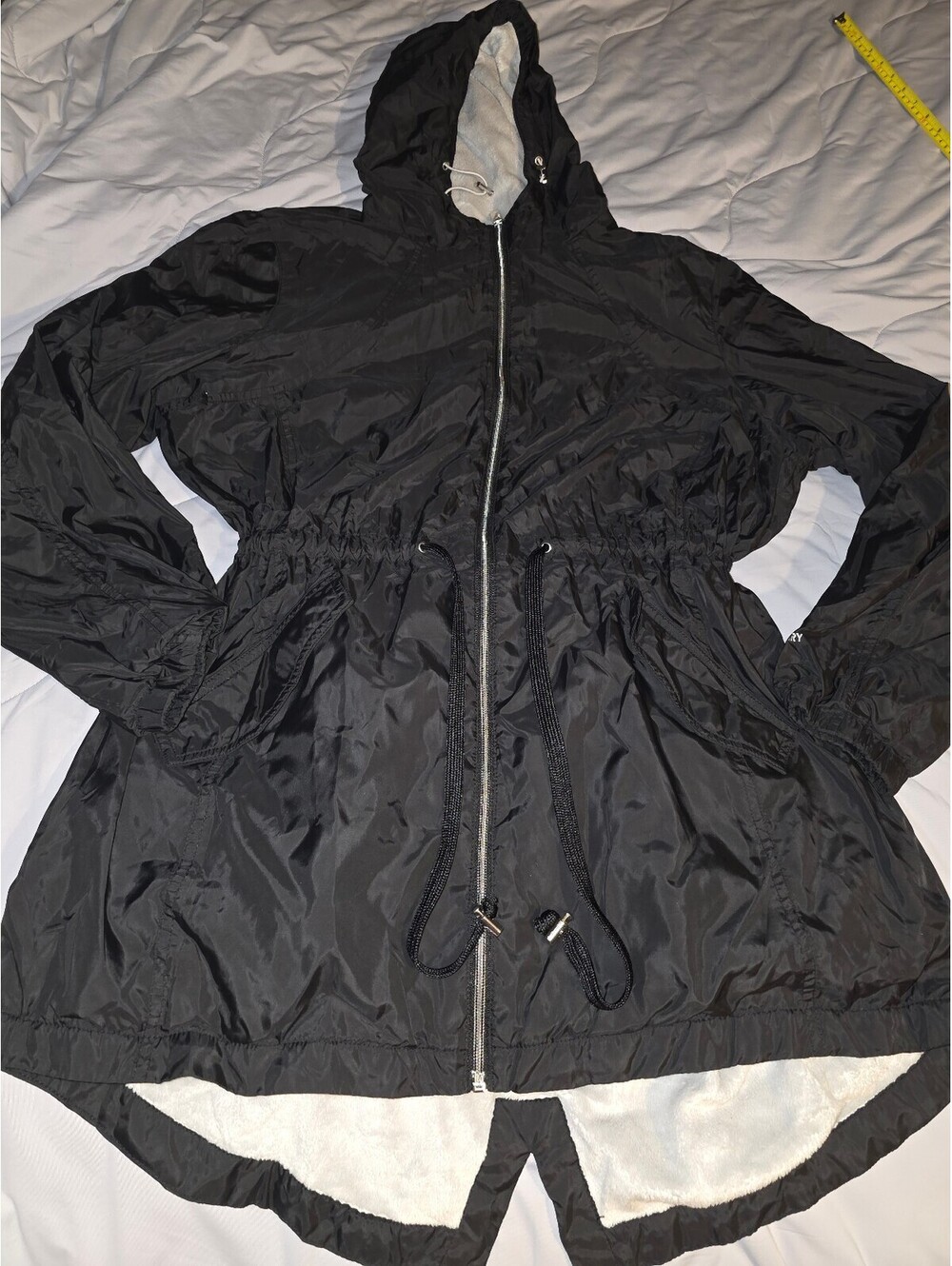 Free Country Women’s Windbreaker Jacket Hooded Zipper Front Black Size Large